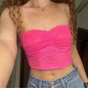 Free People Hot Pink Lace Bralette / Tube Top